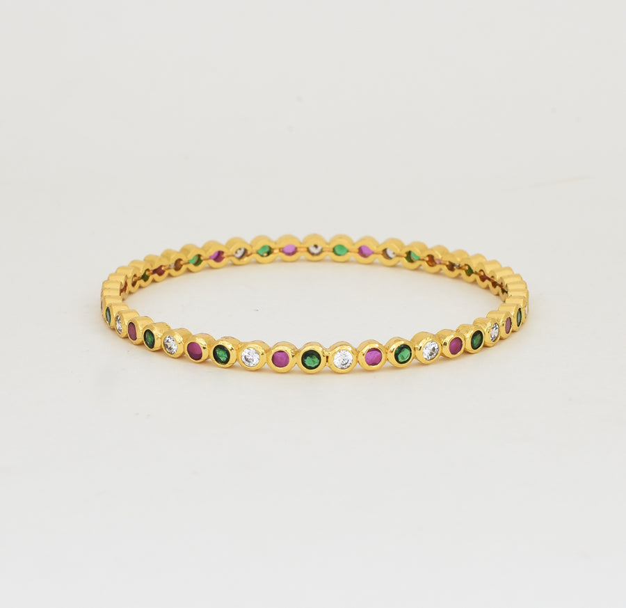 White Magenta Green Dainty Two Bangles - Y021289