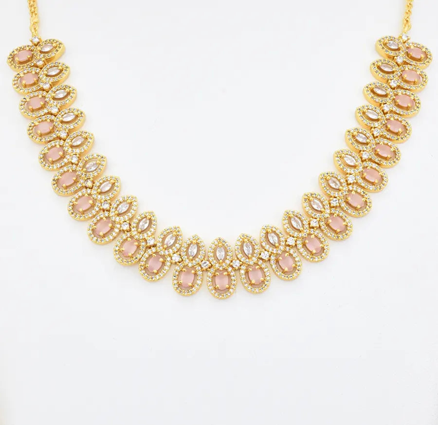White Light Pink Entwined Necklace With Dangler - X041145