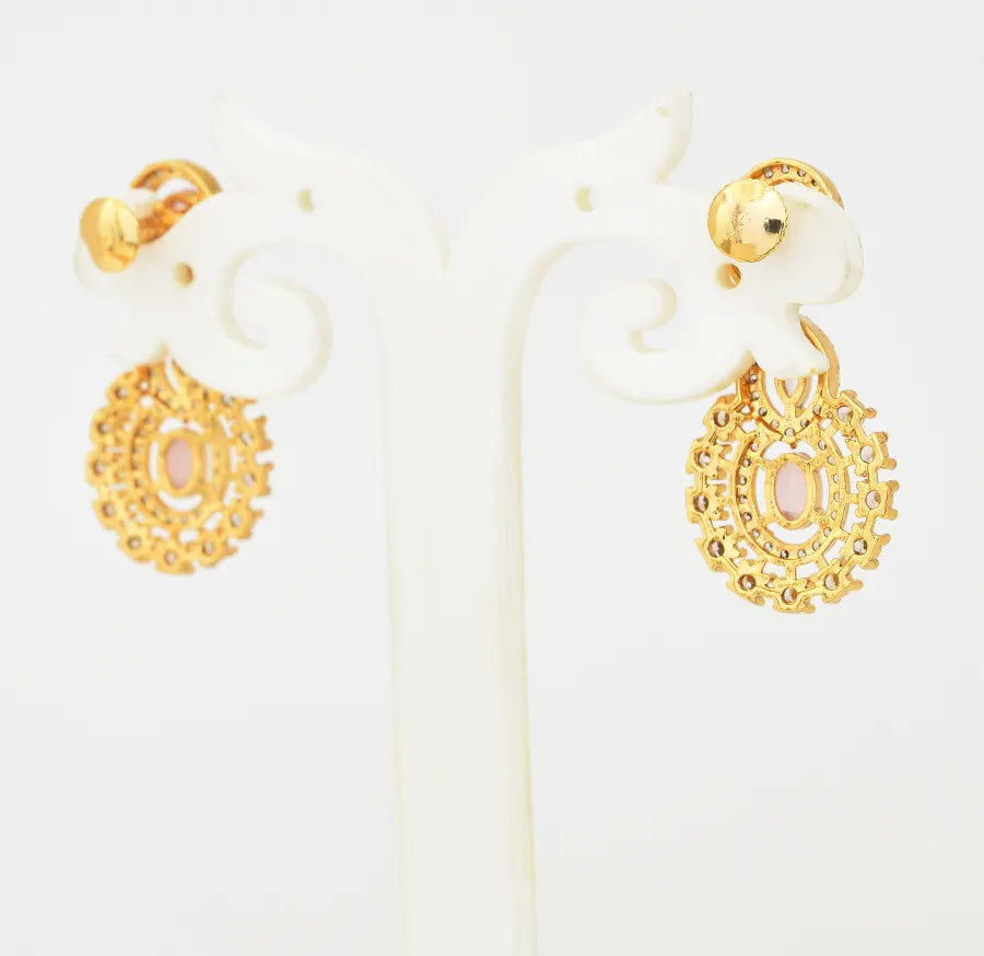 White Light Pink Entwined Necklace With Dangler - X041145