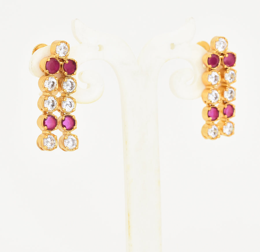 White Magenta Three Layer Enticing Necklace With Dangler - X041146