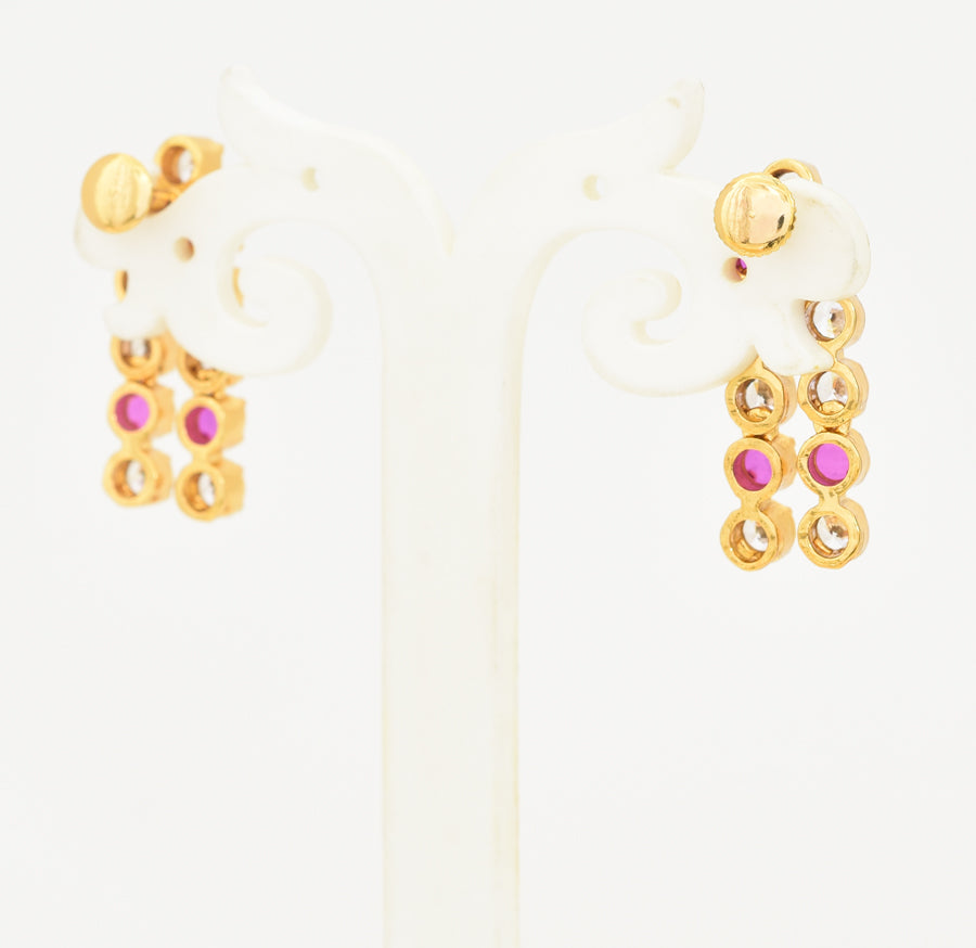 White Magenta Three Layer Enticing Necklace With Dangler - X041146