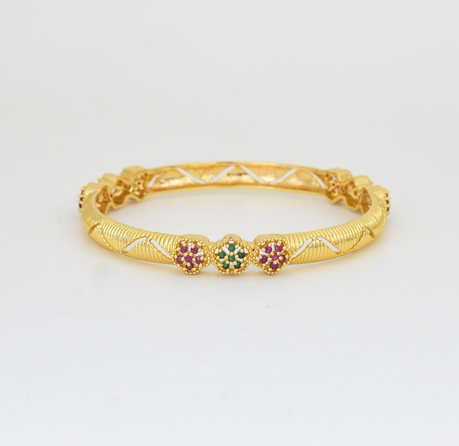 Magenta Green Wave Floret Two Bangles - Y021284