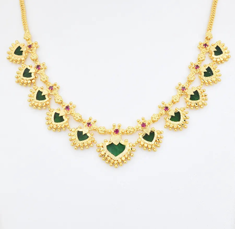 Green 11 Designer Palakka Necklace With Stud - X041143