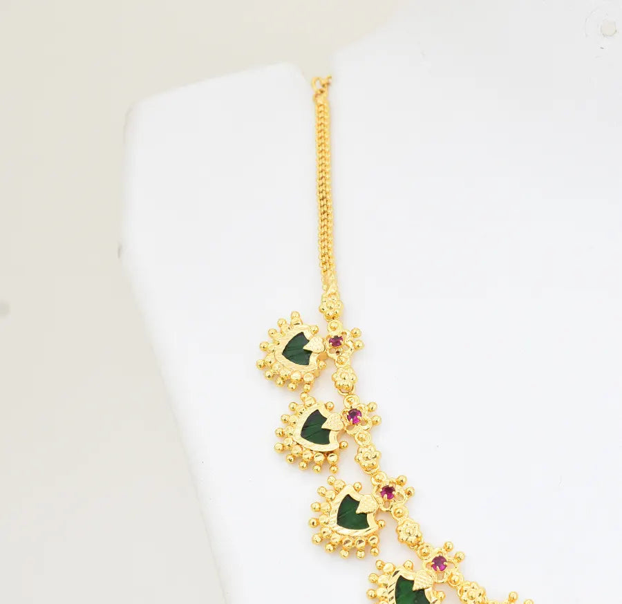 Green 11 Designer Palakka Necklace With Stud - X041143
