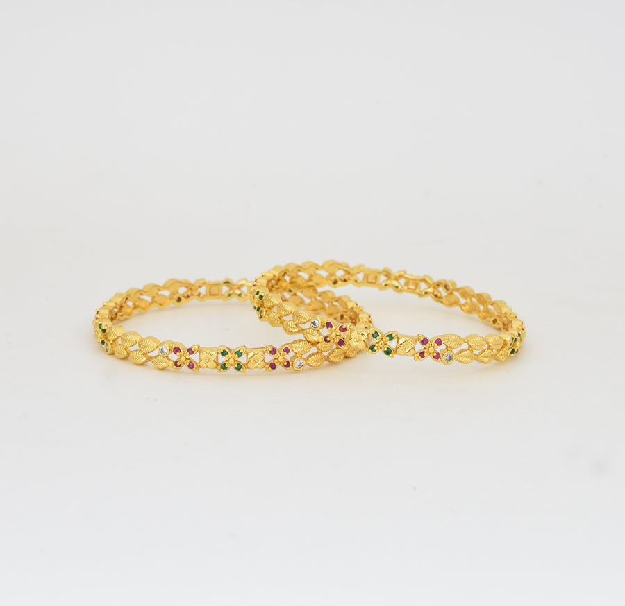 White Magenta Green Leah Two Bangles - Y021282