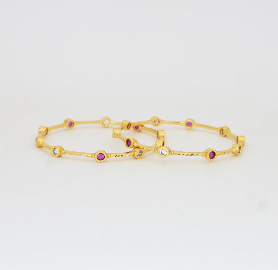 White Magenta Liviana Two Bangles - Y021283