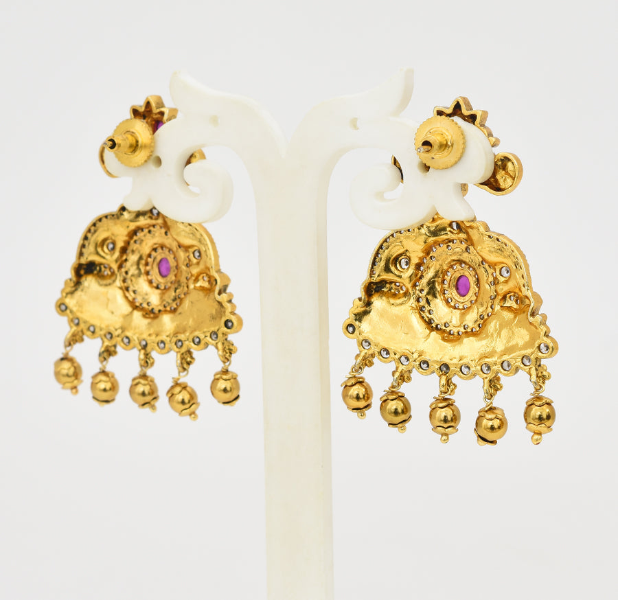 Antique White Magenta Marielle Necklace With Dangler - X051166