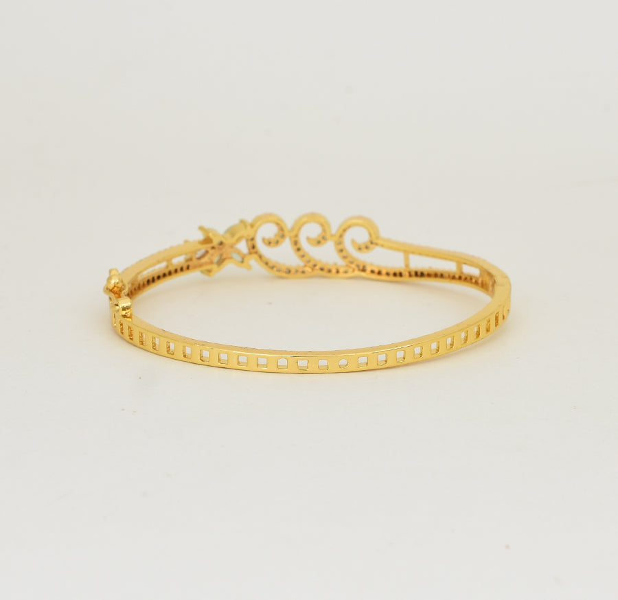 White Light Green Wave Floret Open Bangle - Y021295