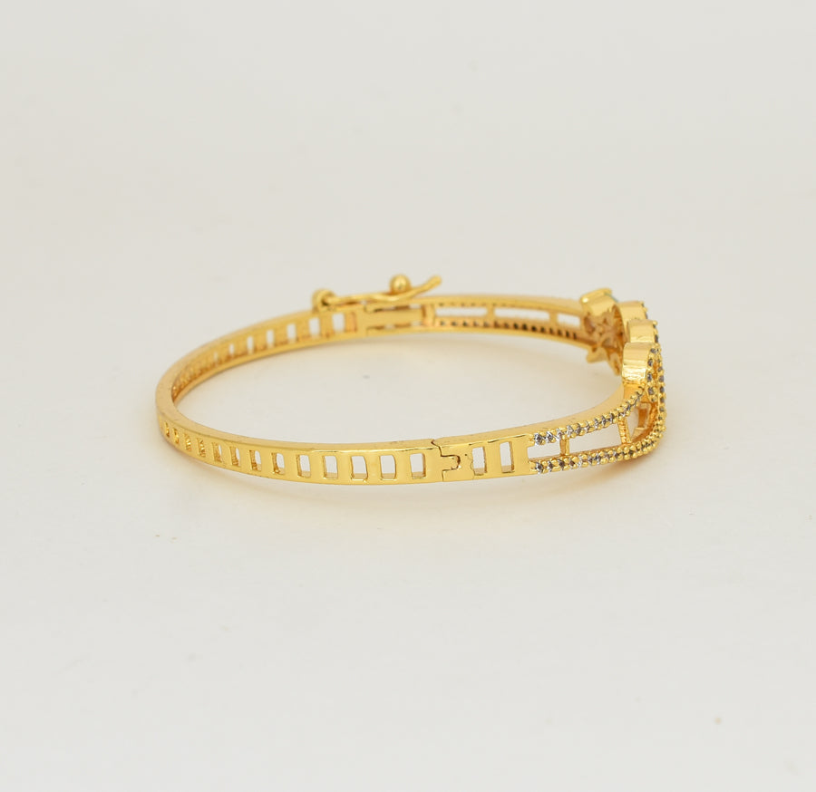 White Light Green Wave Floret Open Bangle - Y021295