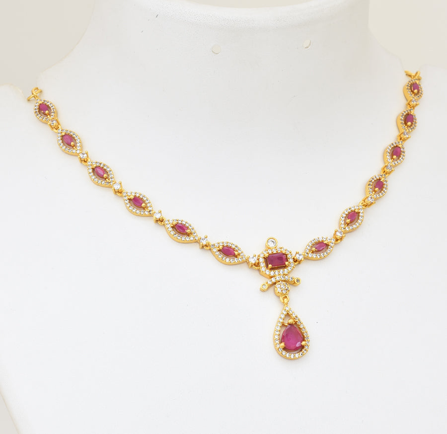 White Magenta Gioia Short Necklace With Dangler - X051192
