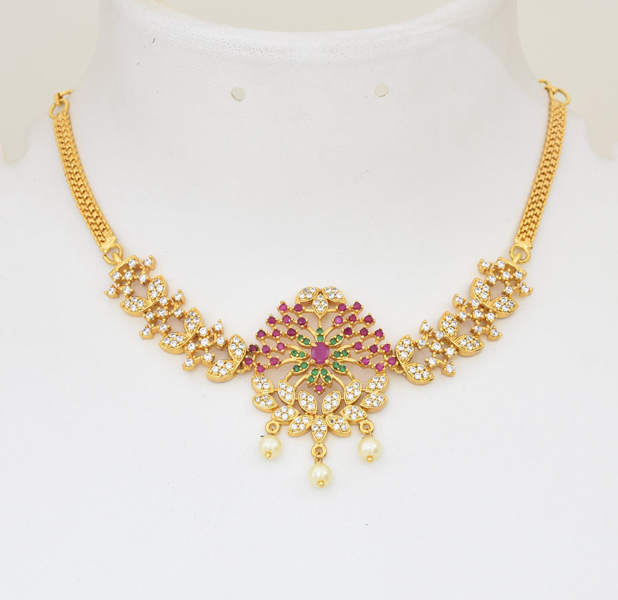 White Magenta Green Bonita Choker Necklace - Y011244