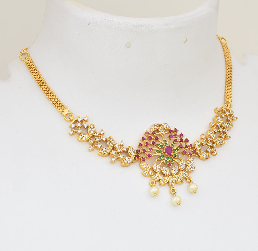 White Magenta Green Bonita Choker Necklace - Y011244