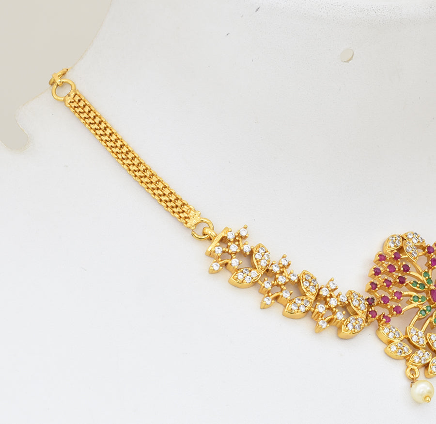 White Magenta Green Bonita Choker Necklace - Y011244