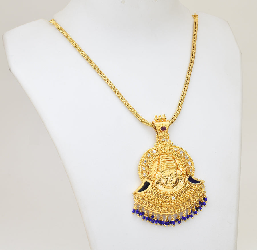 Big Kerala Traditional Kathakali Blue Pullinagam Palakka Locket with Chain - Y011239