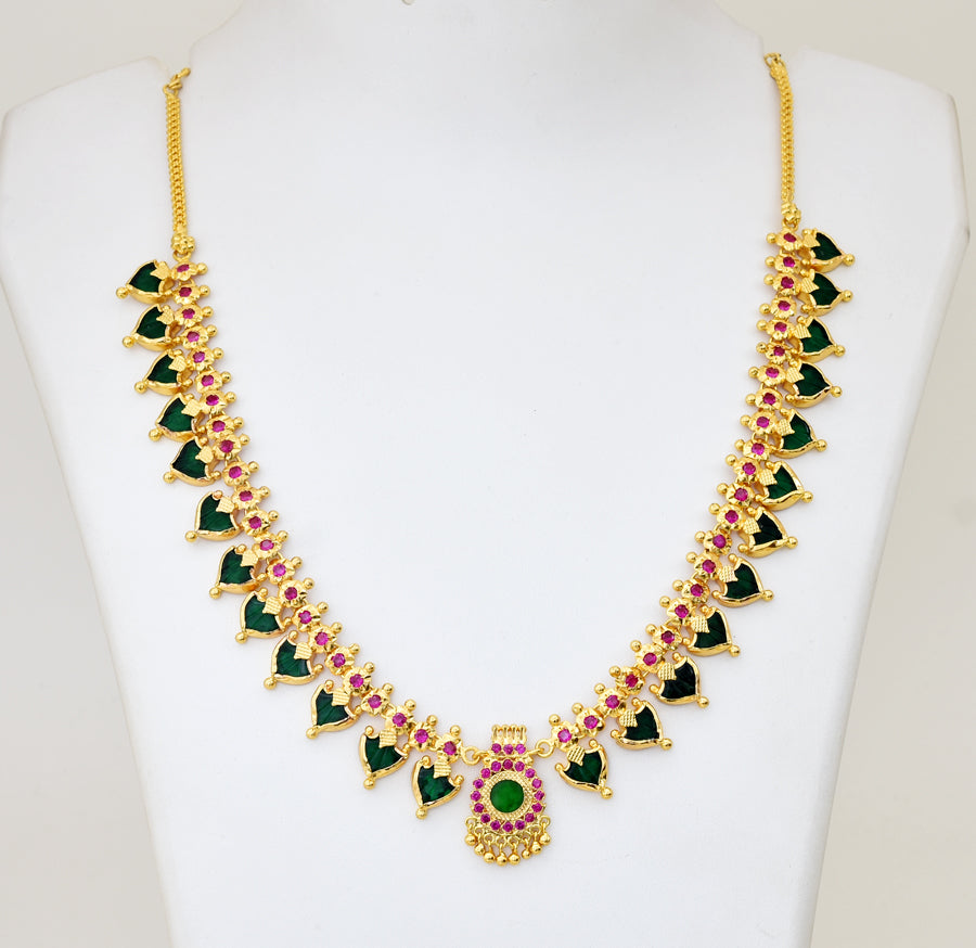 Traditional Green 24 Palakka Necklace - Y011238