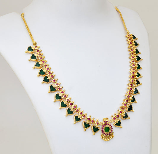 Traditional Green 24 Palakka Necklace - Y011238
