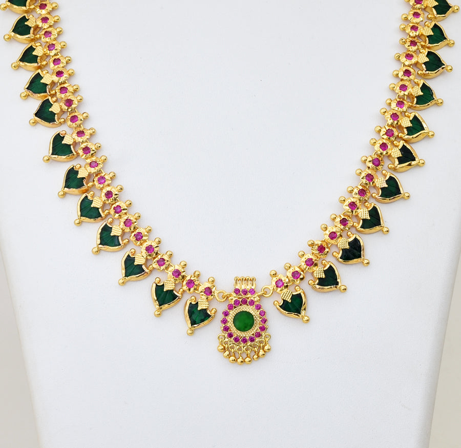 Traditional Green 24 Palakka Necklace - Y011238