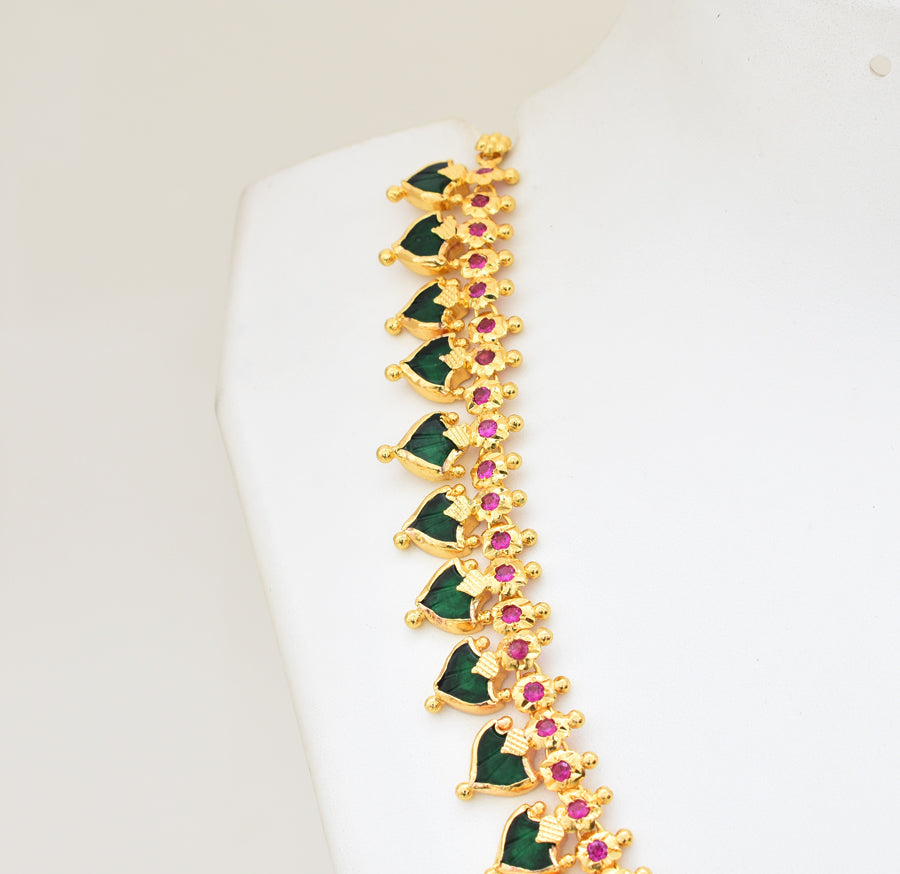 Traditional Green 24 Palakka Necklace - Y011238