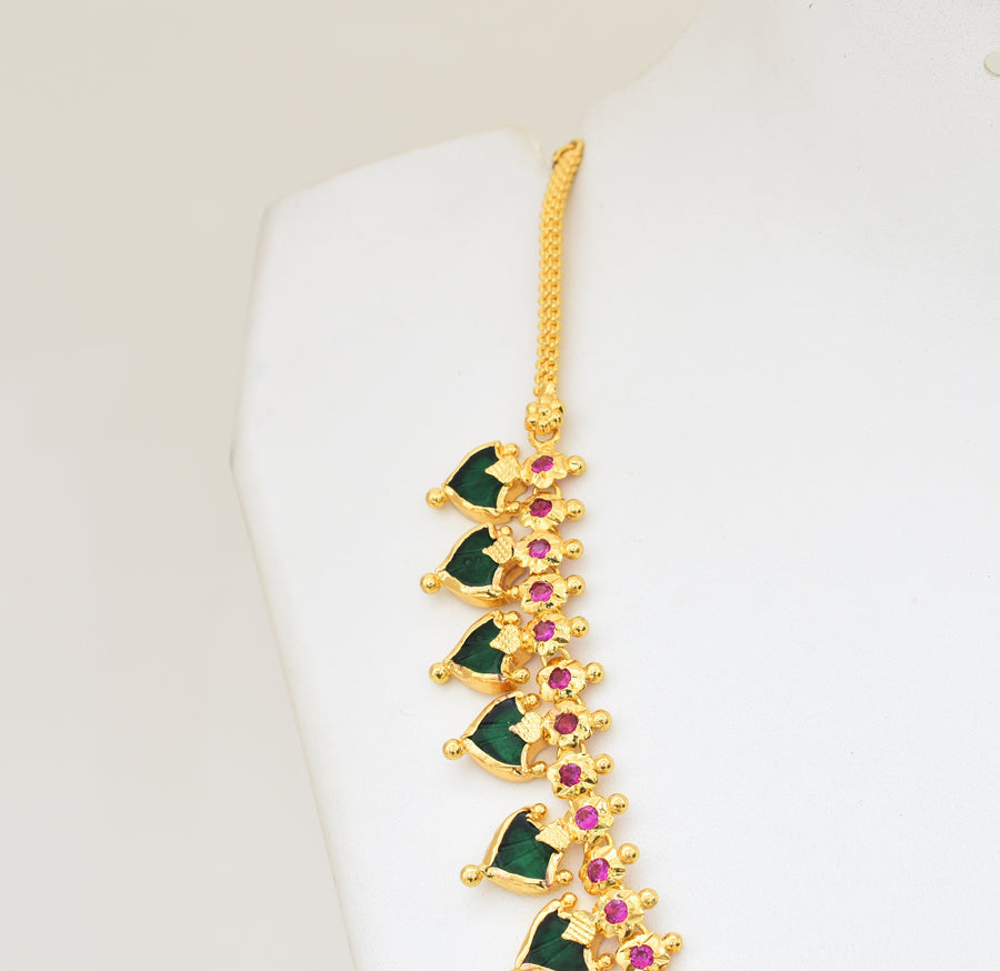 Traditional Green 24 Palakka Necklace - Y011238