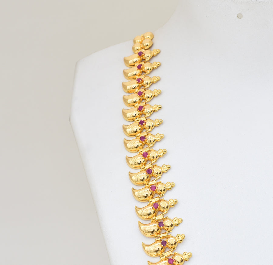 Magenta Lakshmy Palakka Long Necklace - Y011267