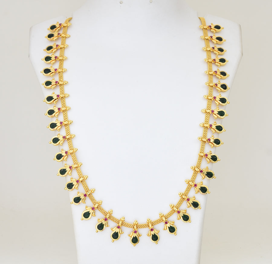 Green 35 Designer Droplet Palakka Long Necklace - Y021272