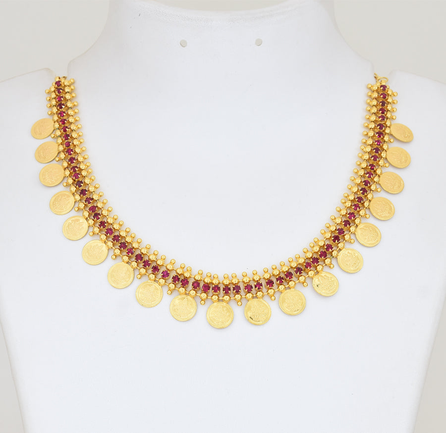 Magenta Laxmi Kasu Short Necklace - Y021300