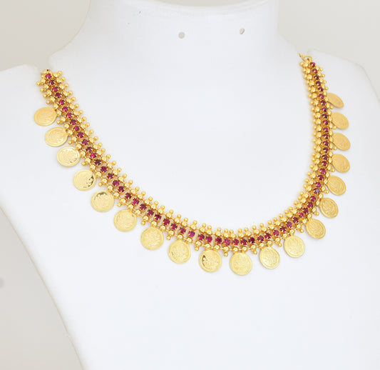Magenta Laxmi Kasu Short Necklace - Y021300