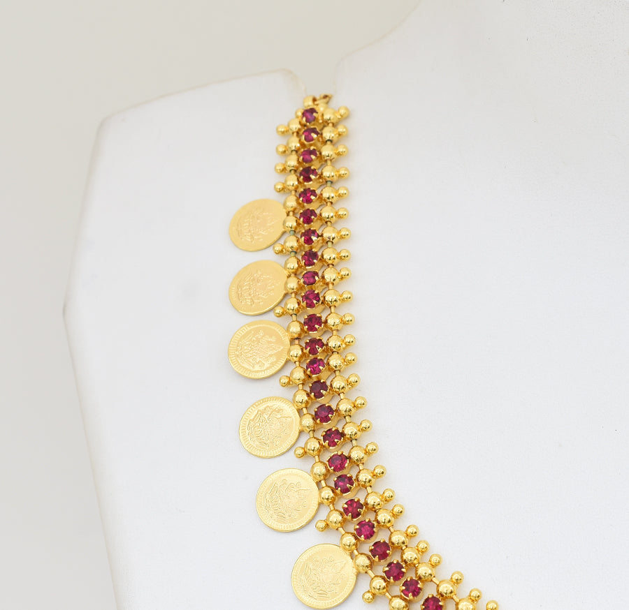 Magenta Laxmi Kasu Short Necklace - Y021300