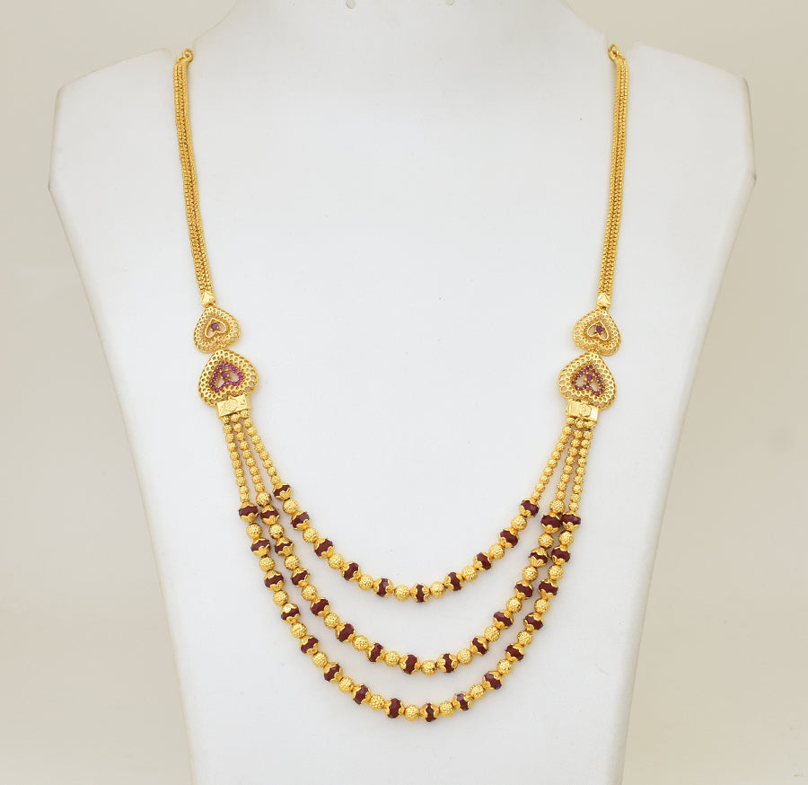 Three Layer Red Crystal Amora Necklace - Y021310