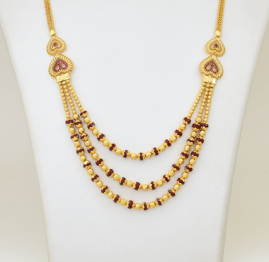 Three Layer Red Crystal Amora Necklace - Y021310