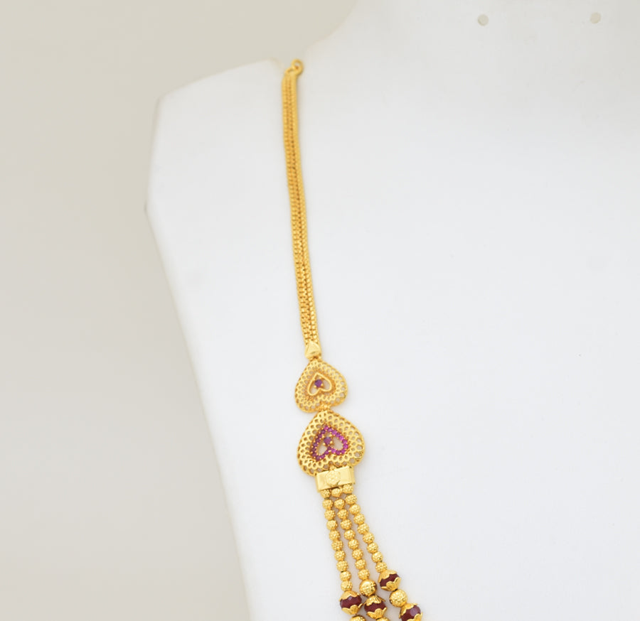 Three Layer Red Crystal Amora Necklace - Y021310