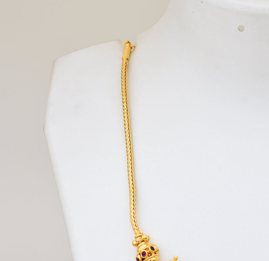 Green Nagapadam Designer Peacock Locket with Chain - Y021311