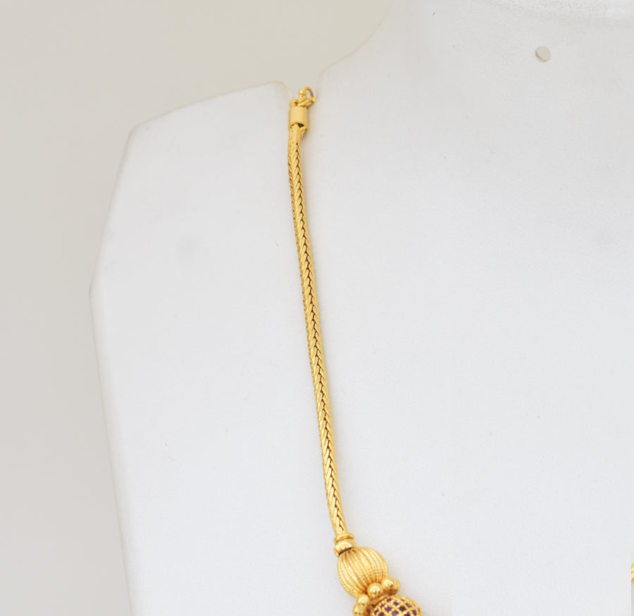 Magenta Ganesh Grand Pendant with Chain - Y021307