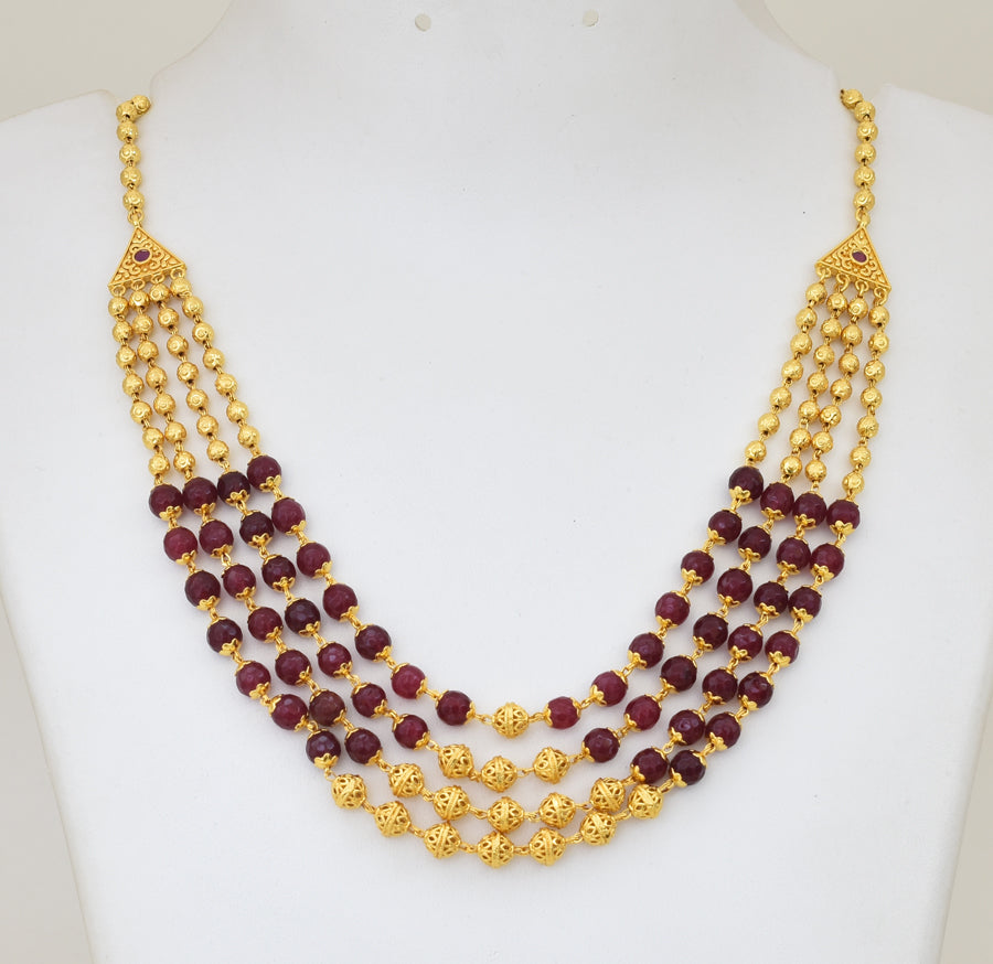 Maroon Four Layer Elke Necklace - Y02130