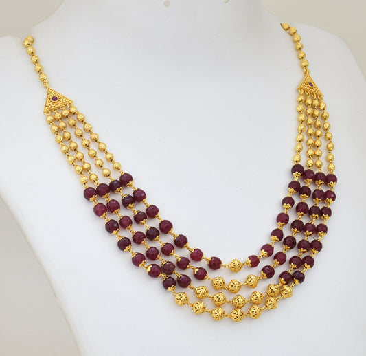Maroon Four Layer Elke Necklace - Y02130