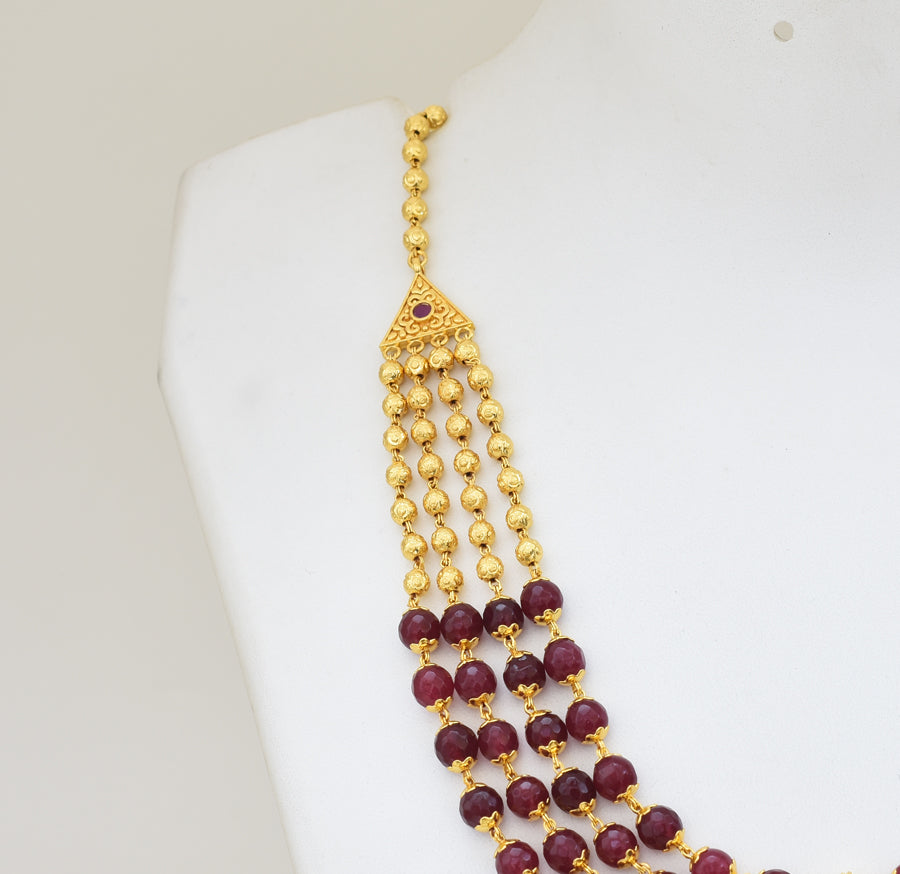 Maroon Four Layer Elke Necklace - Y02130