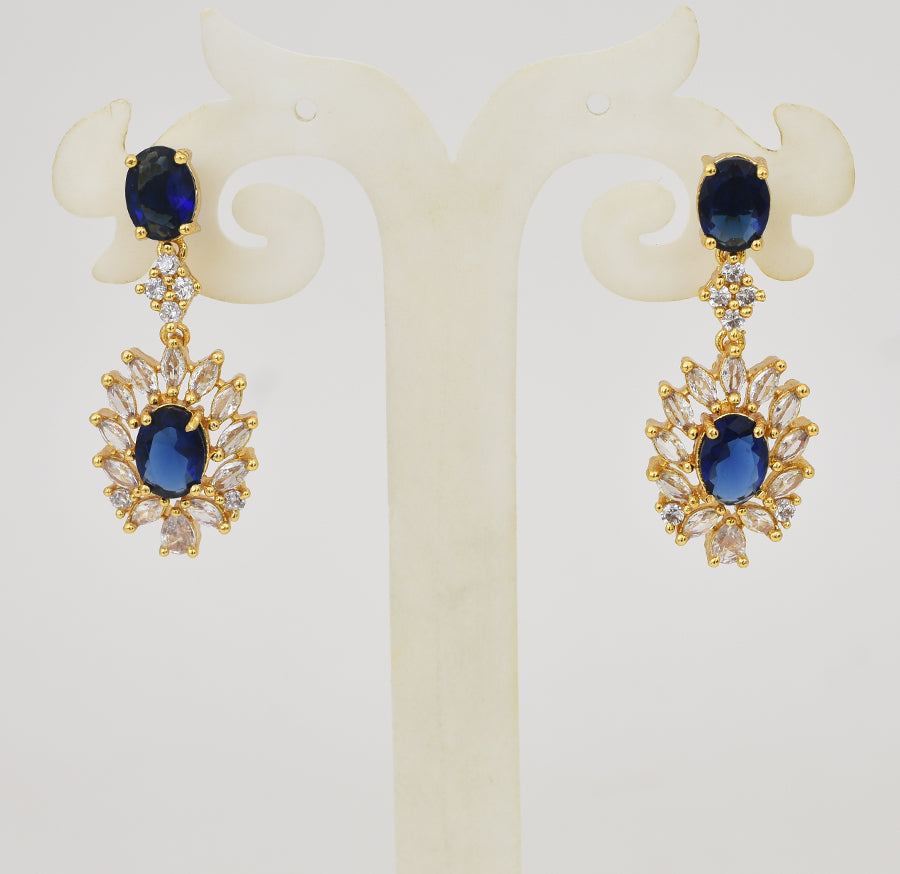 White Blue Avnita Necklace with Dangler - Y021301