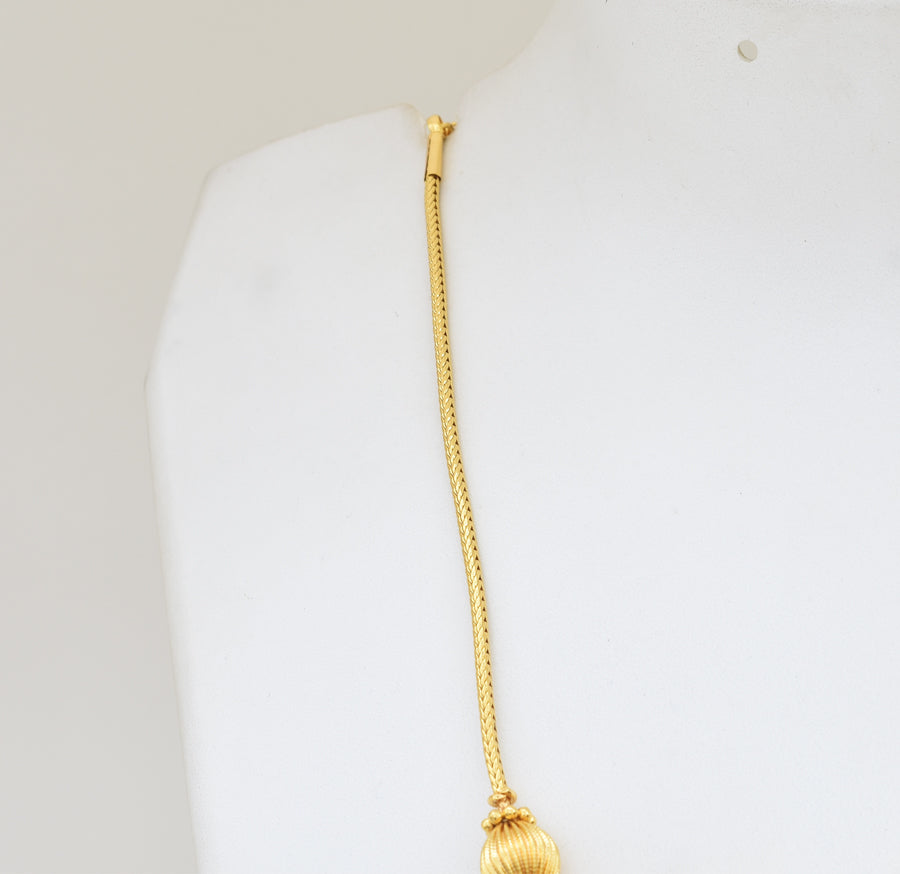 Majestic Green Palakka Droplet Locket with Chain - Y031328