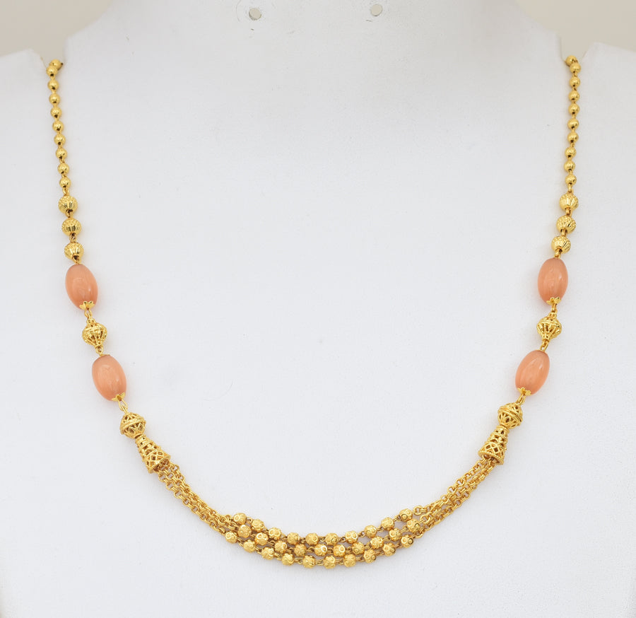Pale Orange Layer Fringe Necklace - Y041356