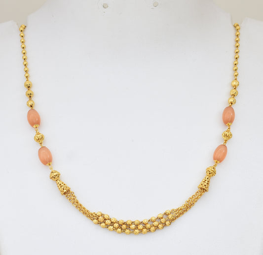 Pale Orange Layer Fringe Necklace - Y041356