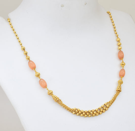 Pale Orange Layer Fringe Necklace - Y041356