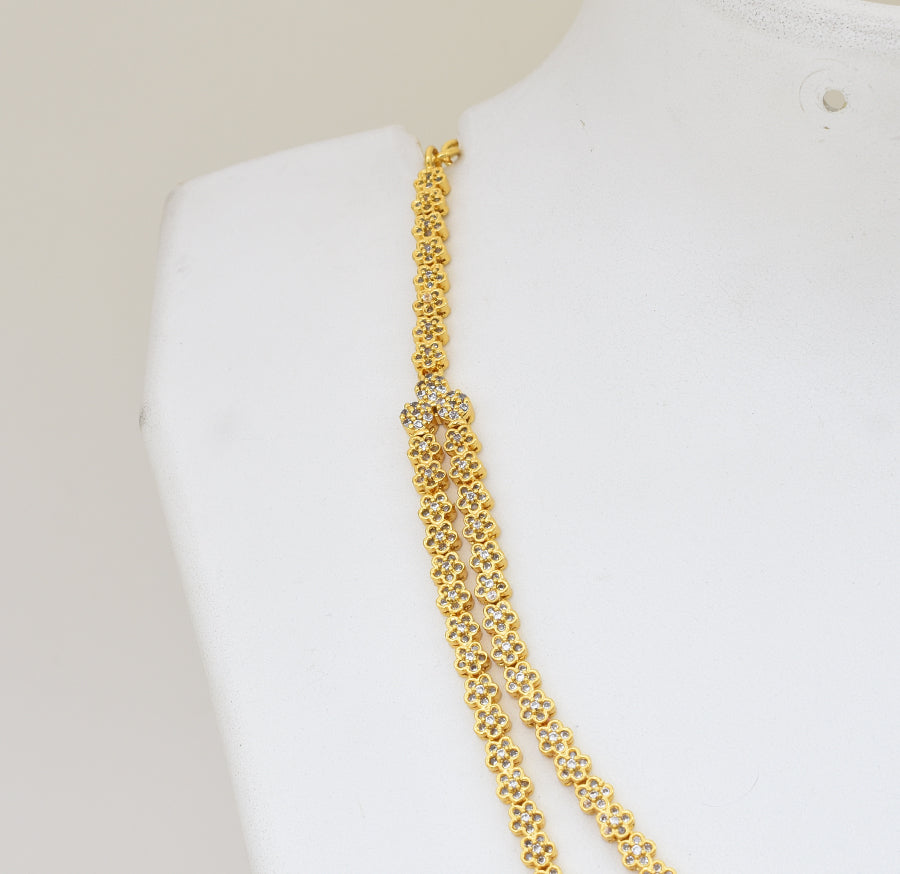 White Magenta Wondrous Layer Necklace with Dangler - Y041360