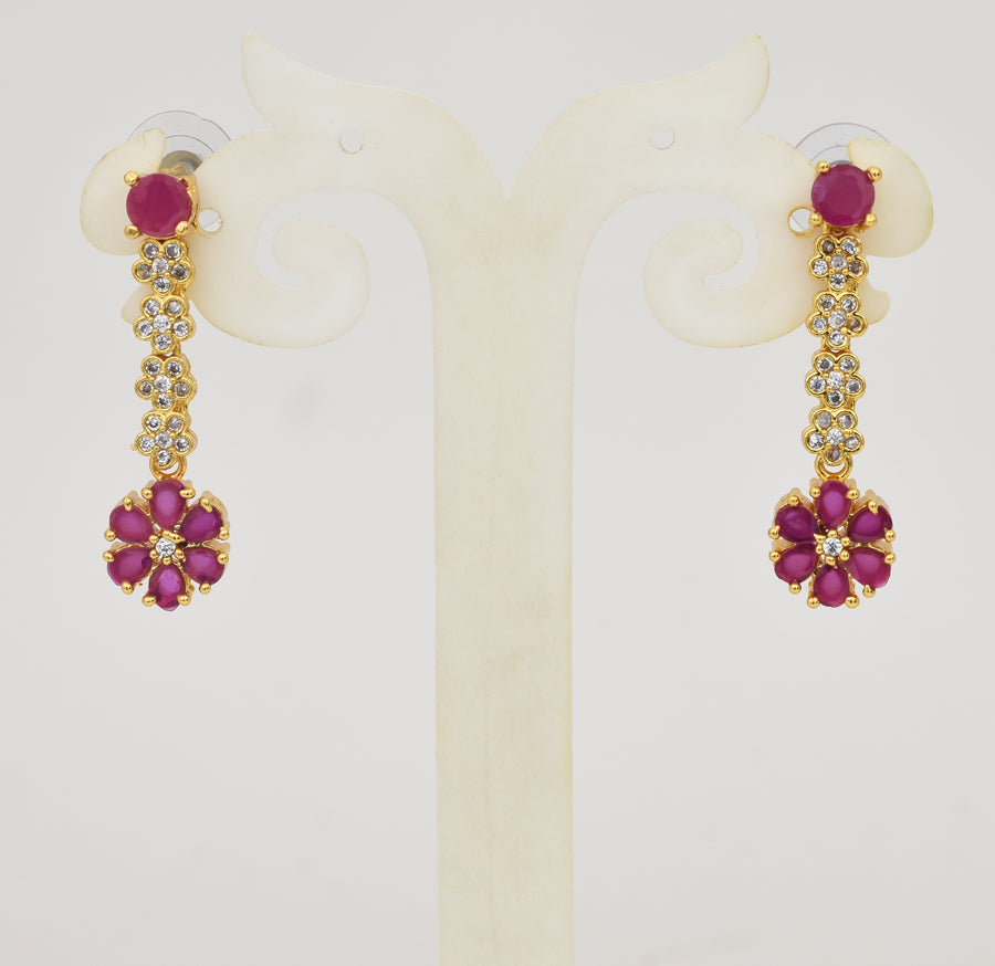 White Magenta Wondrous Layer Necklace with Dangler - Y041360