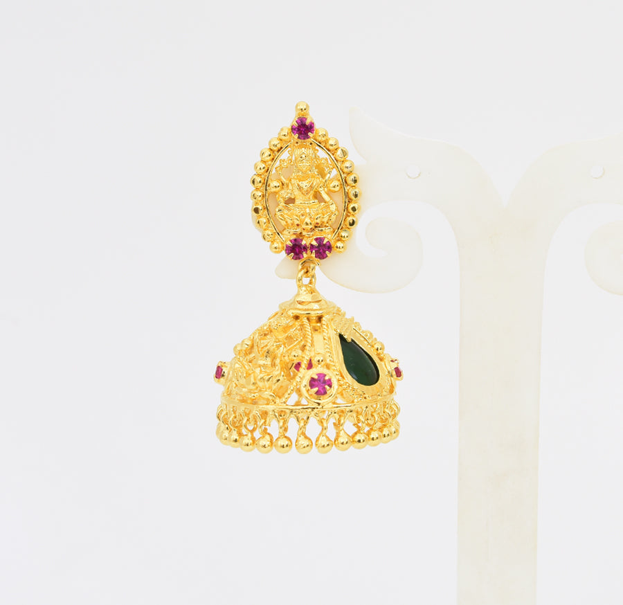 Lakshmi Green Droplet Royal Jhumka - X021114