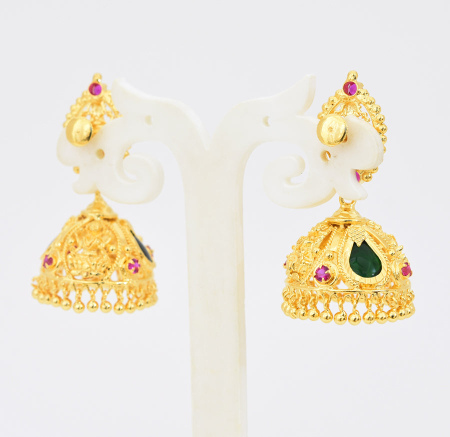 Lakshmi Green Droplet Royal Jhumka - X021114