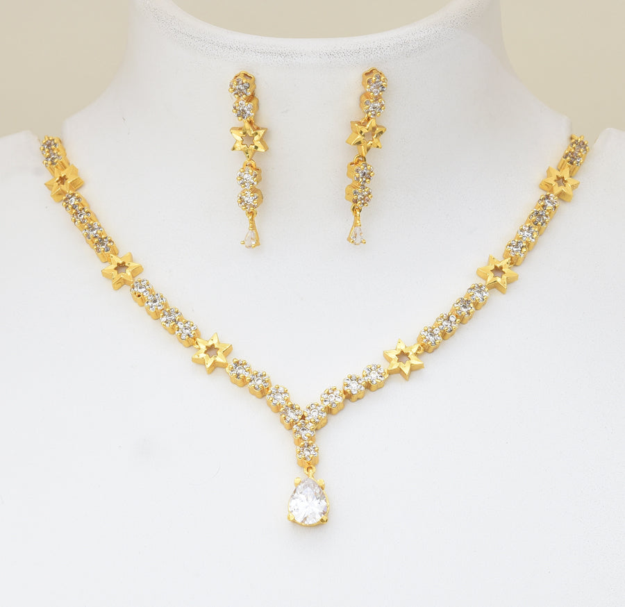 White Stellar Necklace wih Dangler - Y101394