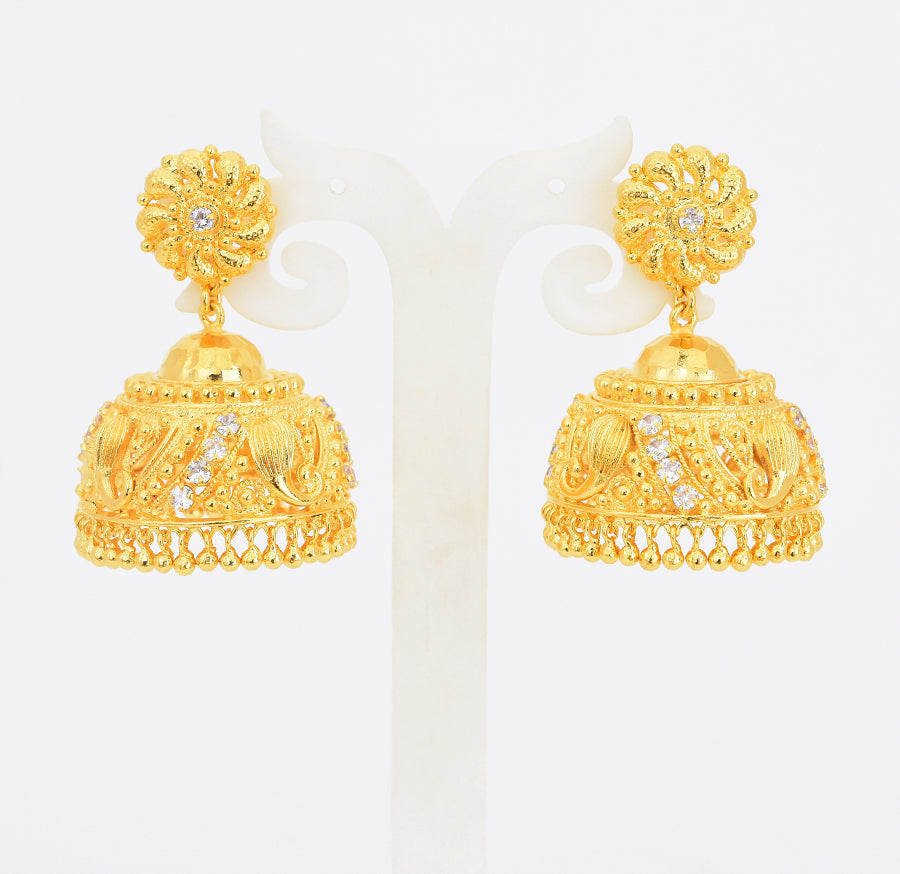 White Big Swirl Jhumka - X021115