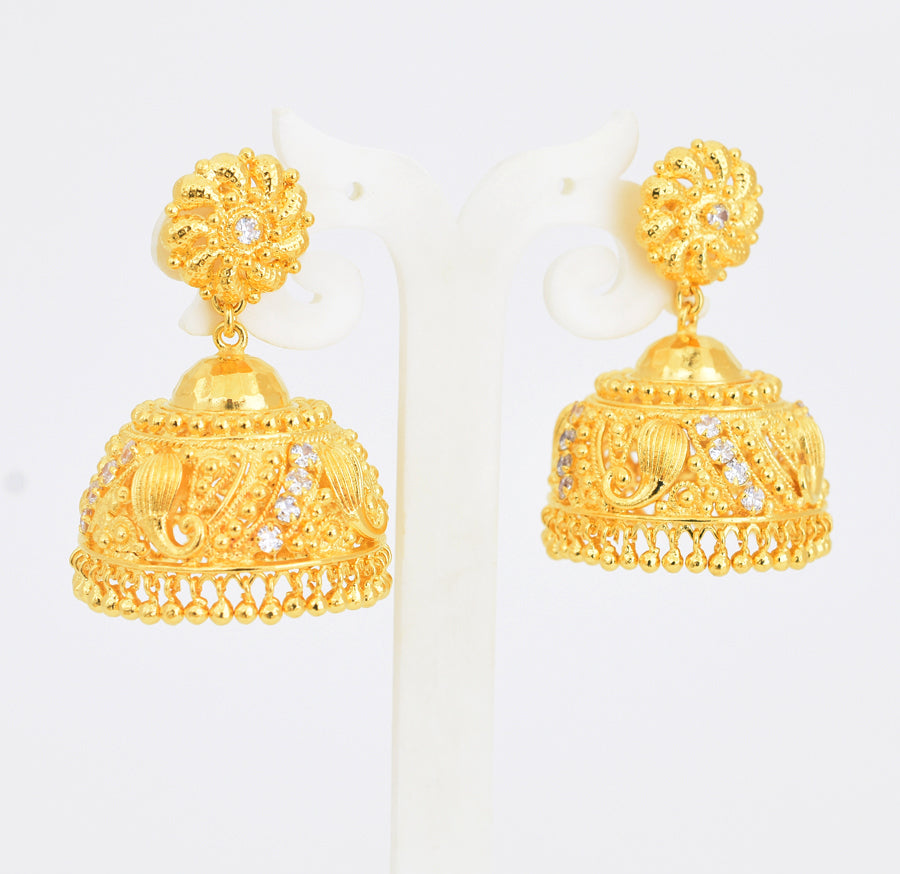 White Big Swirl Jhumka - X021115