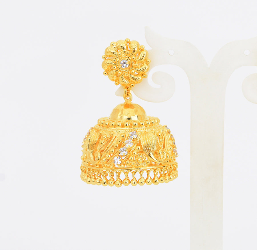 White Big Swirl Jhumka - X021115