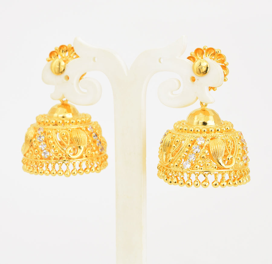 White Big Swirl Jhumka - X021115